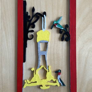 Hummingbird on Feeder Panel